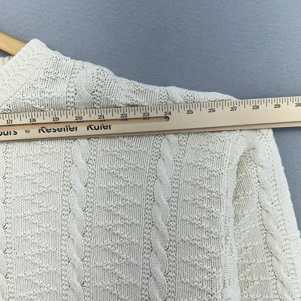 VTG Windsor Shirt Company Cream Cable Knit Tree Motif Sweater SZ L 1990s Cosby - Picture 5 of 8